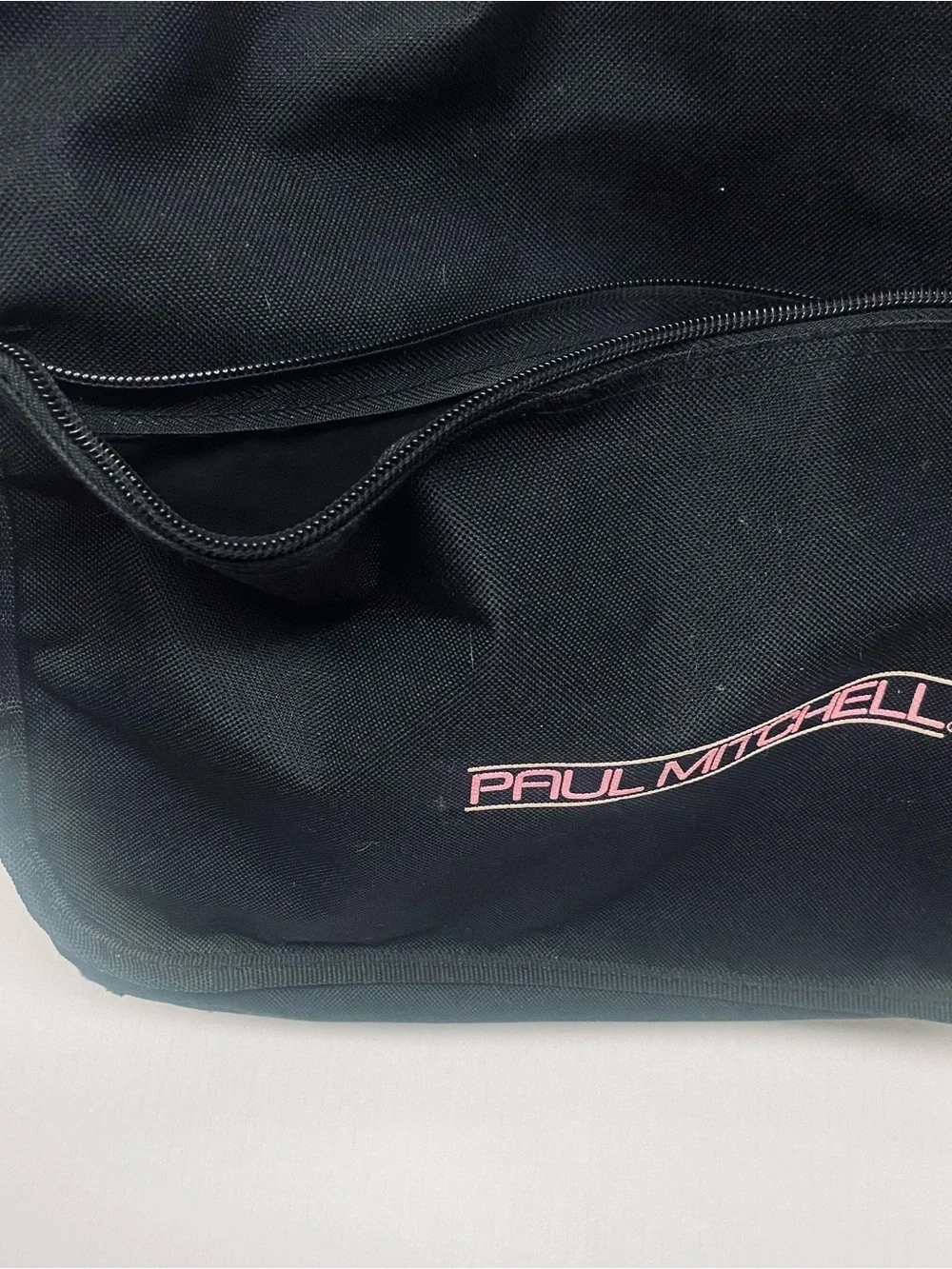 Paul Mitchell Black Messenger Bag with Pink Logo Embroidery
